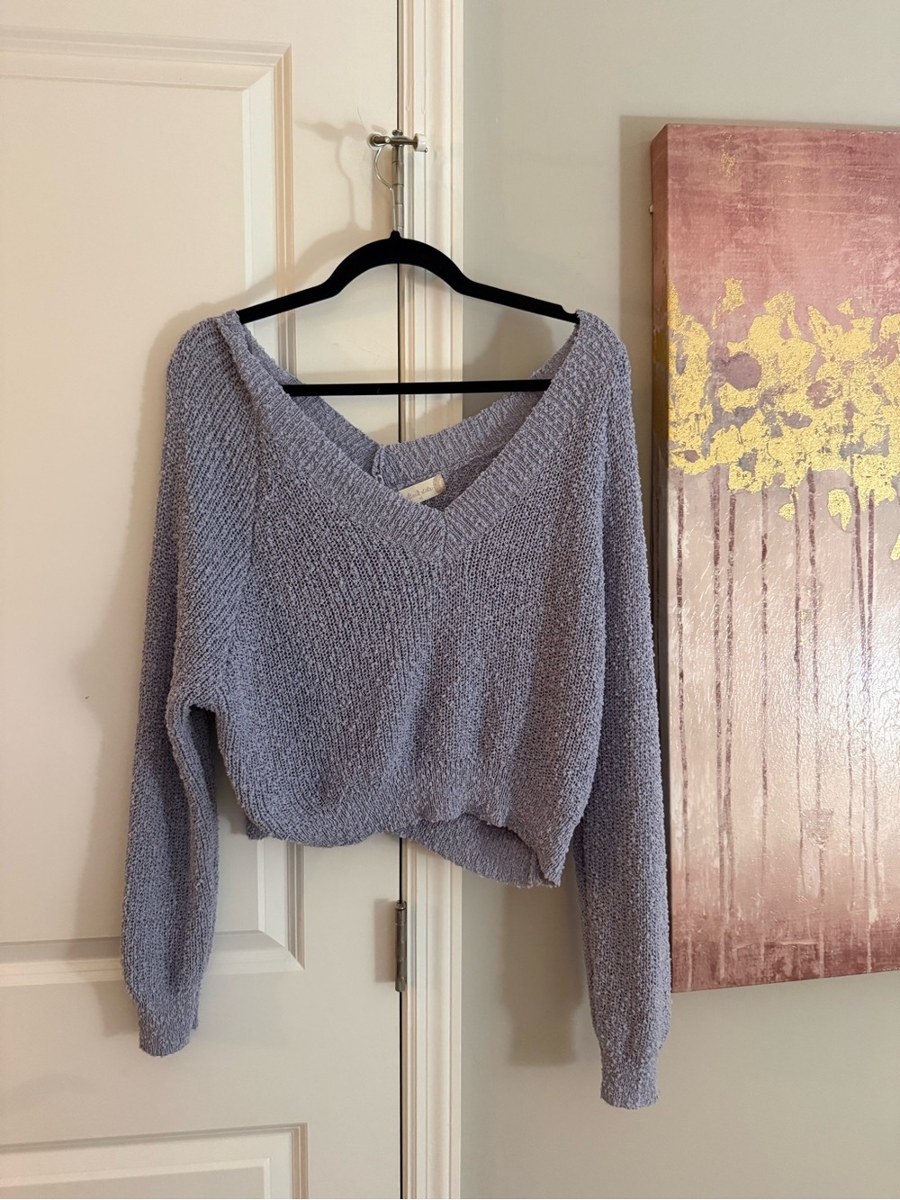 Altar'd State light blue V-Neck Textured Knit Sweater